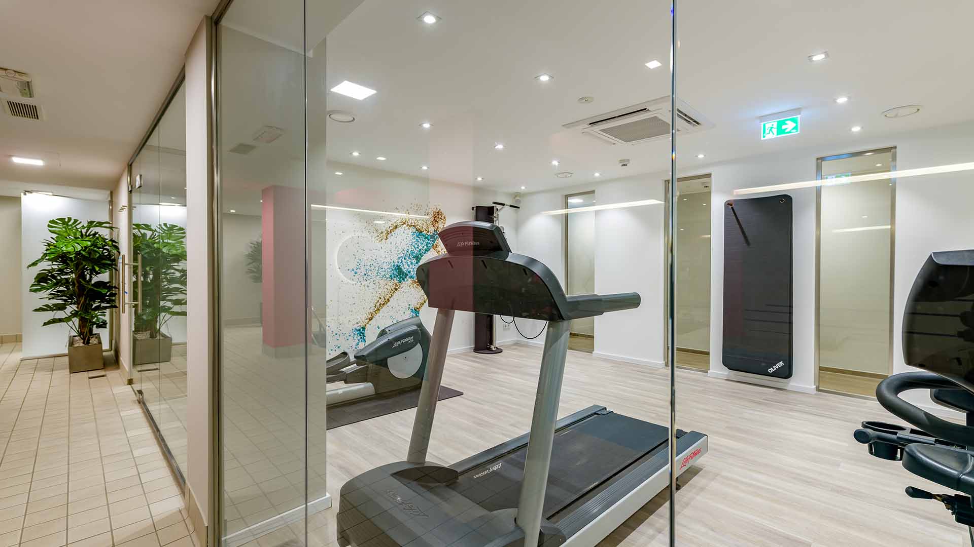 Fitness area with modern training equipment