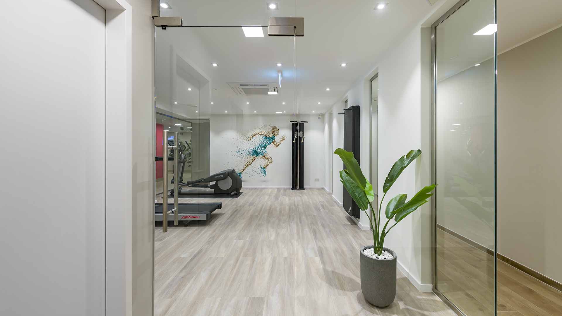 Entrance to pool and fitness area