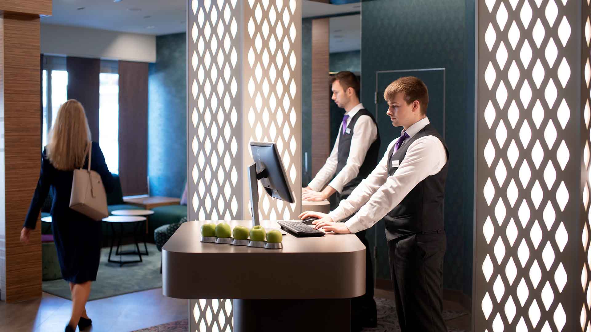 Reception desk and welcome area